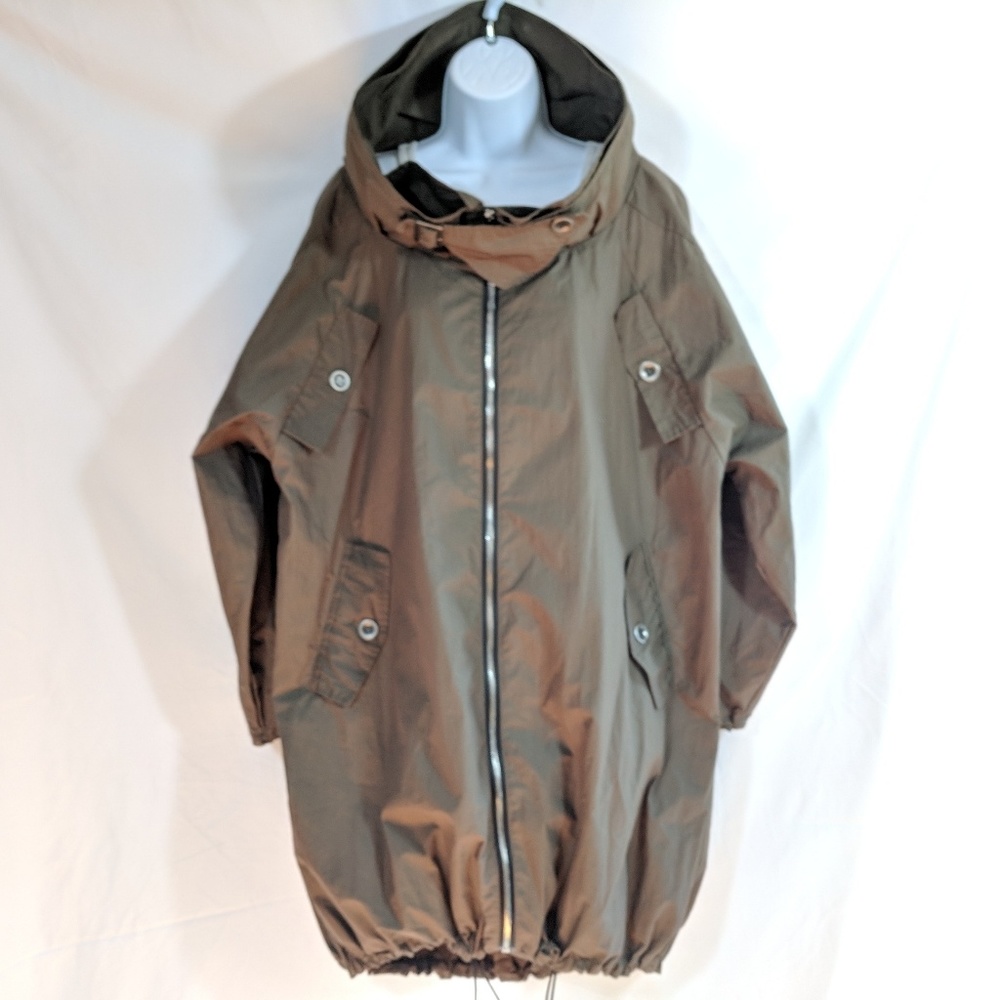 Ensuvan Khaki Cocoon Zip Raincoat